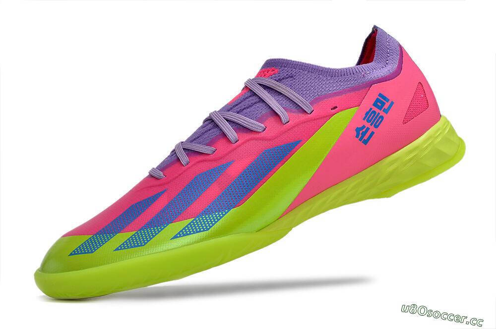 Men's Adidas X Crazyfast.1 IC Indoor & Futsal Low-Tops Football Shoes - Pink/Purple/Blue/Green 5