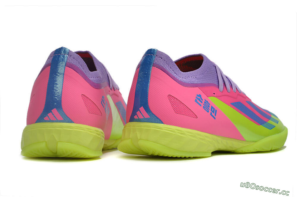 Men's Adidas X Crazyfast.1 IC Indoor & Futsal Low-Tops Football Shoes - Pink/Purple/Blue/Green 6