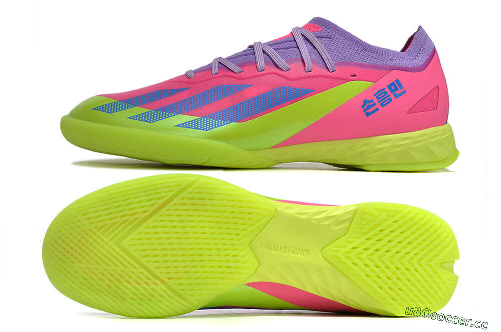 Men's Adidas X Crazyfast.1 IC Indoor & Futsal Low-Tops Football Shoes - Pink/Purple/Blue/Green 1