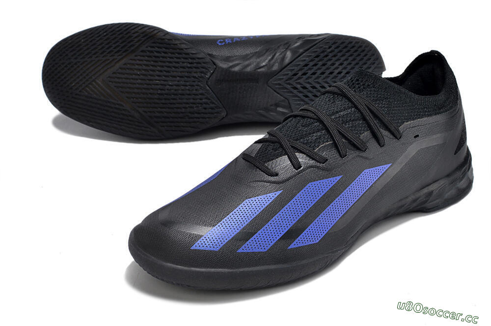 Men's Adidas X Crazyfast.1 IC Indoor & Futsal Low-Tops Football Shoes - Black/Blue 3