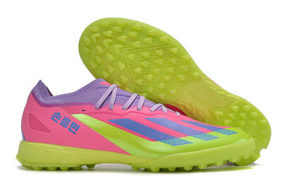 Men's Adidas X Crazyfast.1 TF Artificial Turf Low-Tops Football Boots - Pink/Purple/Blue/Green