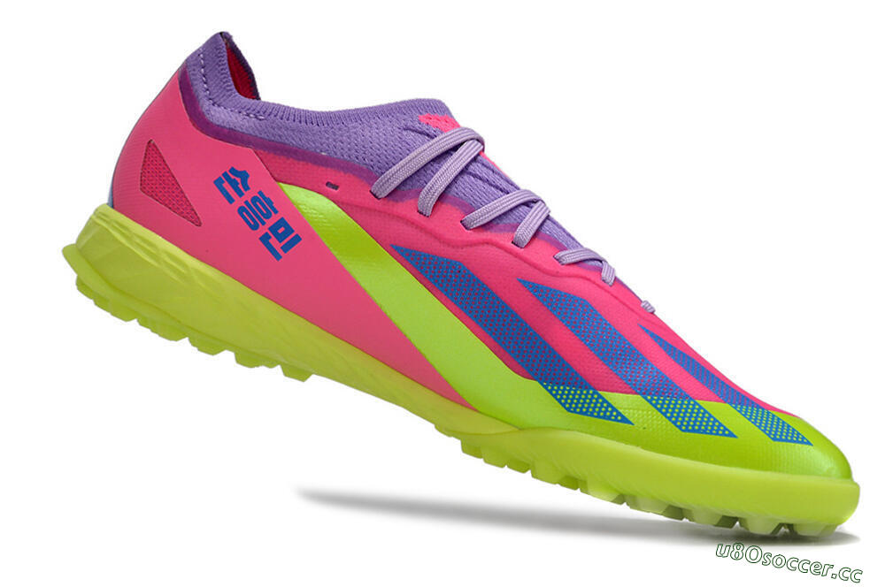 Men's Adidas X Crazyfast.1 TF Artificial Turf Low-Tops Football Boots - Pink/Purple/Blue/Green 4