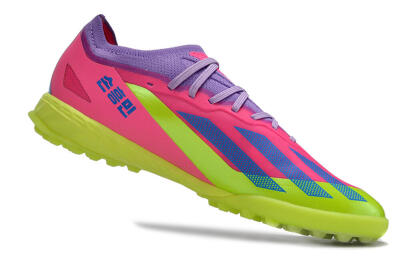 Men's Adidas X Crazyfast.1 TF Artificial Turf Low-Tops Football Boots - Pink/Purple/Blue/Green