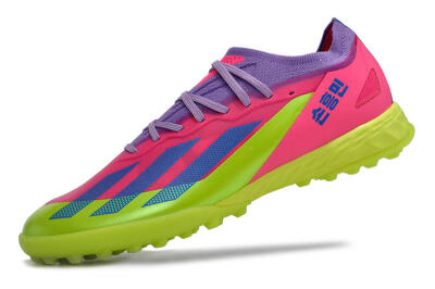 Men's Adidas X Crazyfast.1 TF Artificial Turf Low-Tops Football Boots - Pink/Purple/Blue/Green