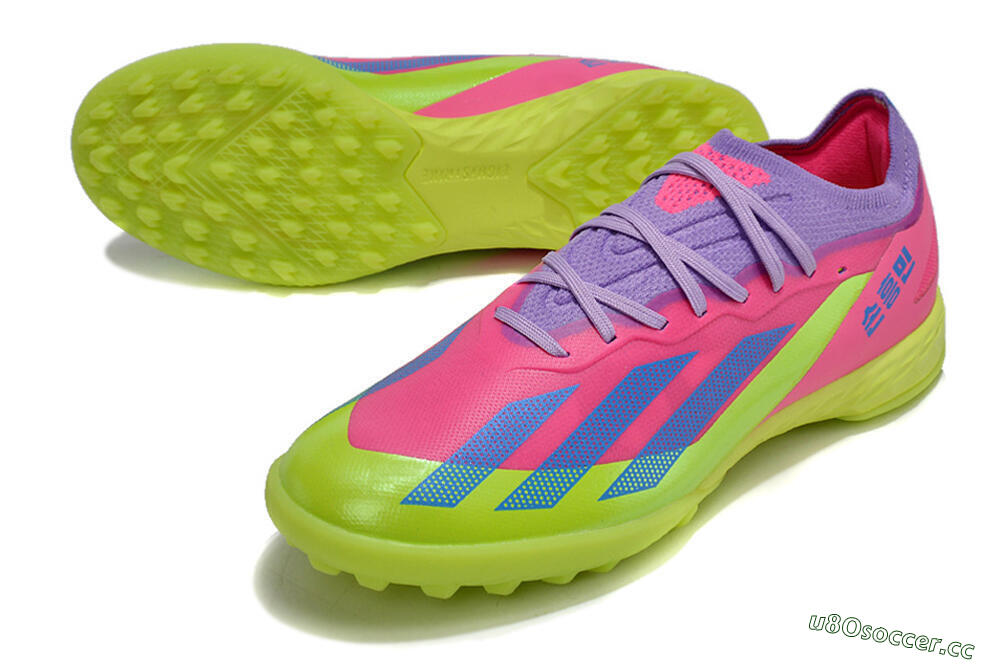 Men's Adidas X Crazyfast.1 TF Artificial Turf Low-Tops Football Boots - Pink/Purple/Blue/Green 3