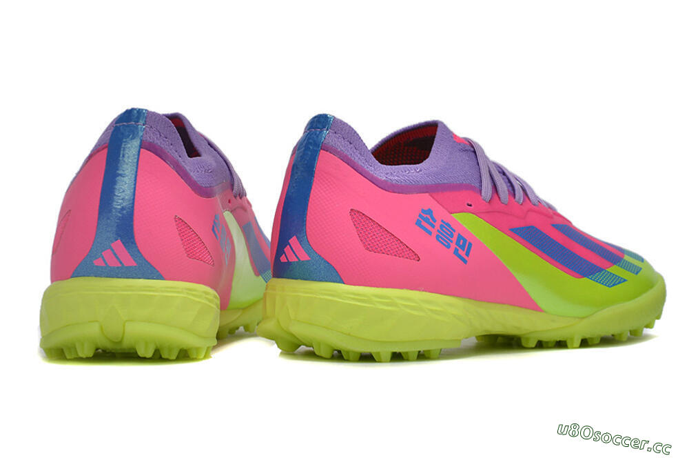 Men's Adidas X Crazyfast.1 TF Artificial Turf Low-Tops Football Boots - Pink/Purple/Blue/Green 6