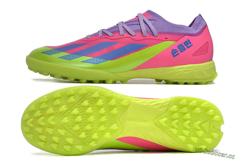 Men's Adidas X Crazyfast.1 TF Artificial Turf Low-Tops Football Boots - Pink/Purple/Blue/Green 1