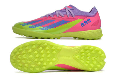Men's Adidas X Crazyfast.1 TF Artificial Turf Low-Tops Football Boots - Pink/Purple/Blue/Green