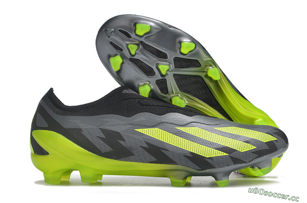 Men's Adidas X Crazyfast+ FG Firm Ground Low-Tops Football Boots - Grey/Black/Green 2