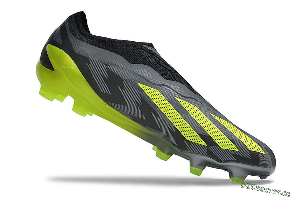 Men's Adidas X Crazyfast+ FG Firm Ground Low-Tops Football Boots - Grey/Black/Green 4