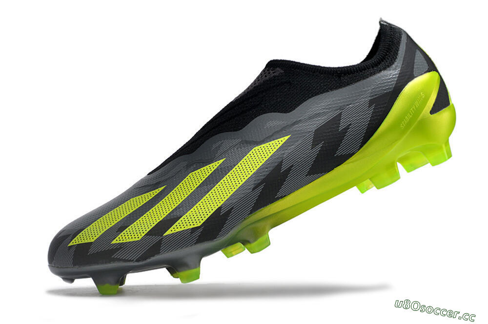 Men's Adidas X Crazyfast+ FG Firm Ground Low-Tops Football Boots - Grey/Black/Green 5