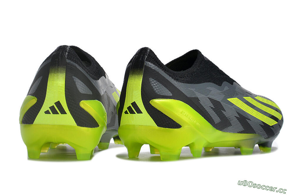 Men's Adidas X Crazyfast+ FG Firm Ground Low-Tops Football Boots - Grey/Black/Green 6