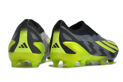 Men's Adidas X Crazyfast+ FG Firm Ground Low-Tops Football Boots - Grey/Black/Green
