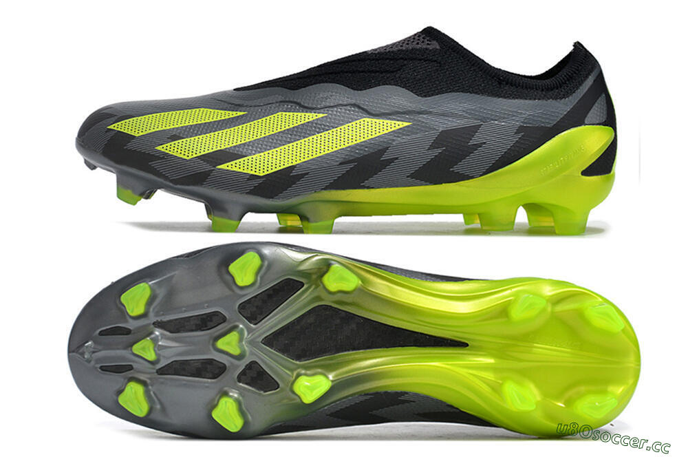 Men's Adidas X Crazyfast+ FG Firm Ground Low-Tops Football Boots - Grey/Black/Green 1