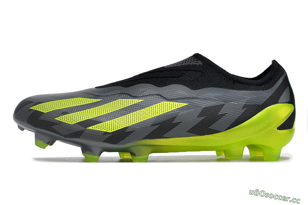 Men's Adidas X Crazyfast+ FG Firm Ground Low-Tops Football Boots - Grey/Black/Green 0