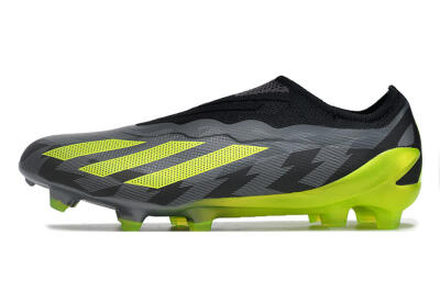 Men's Adidas X Crazyfast+ FG Firm Ground Low-Tops Football Boots - Grey/Black/Green
