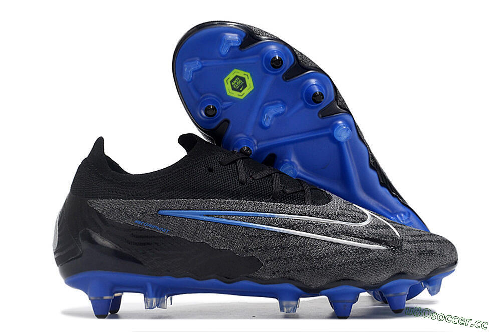 Men's Nike Phantom GX Elite Link Pro SG Soft Ground Low-Tops Football Boots - Black/Grey/Blue 2