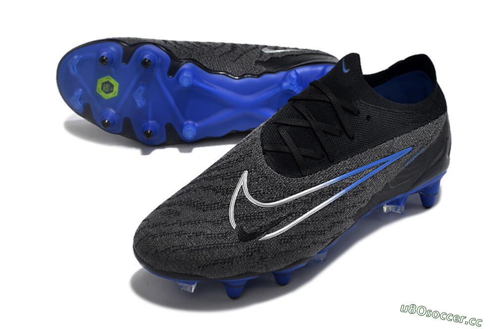 Men's Nike Phantom GX Elite Link Pro SG Soft Ground Low-Tops Football Boots - Black/Grey/Blue 3