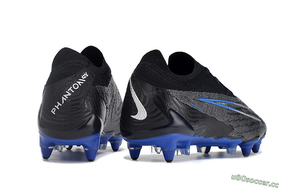 Men's Nike Phantom GX Elite Link Pro SG Soft Ground Low-Tops Football Boots - Black/Grey/Blue 6