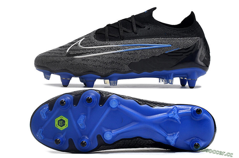 Men's Nike Phantom GX Elite Link Pro SG Soft Ground Low-Tops Football Boots - Black/Grey/Blue 1