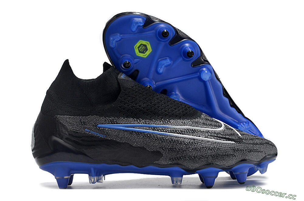 Men's Nike Phantom GX Elite DF Link Pro SG Soft Ground High-Tops Football Boots - Black/Grey/Blue 2