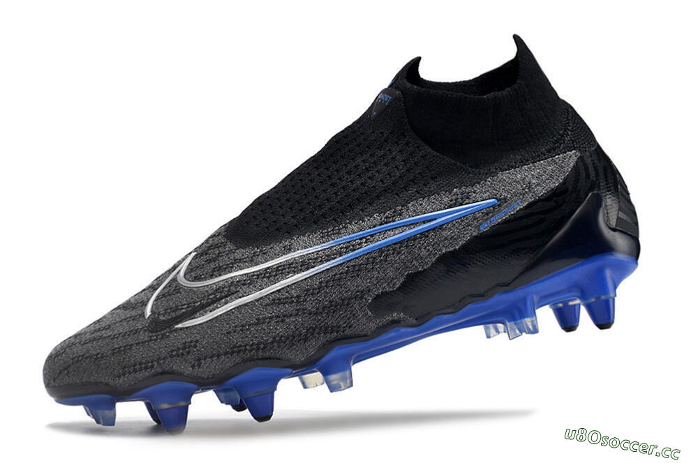 Men's Nike Phantom GX Elite DF Link Pro SG Soft Ground High-Tops Football Boots - Black/Grey/Blue 5