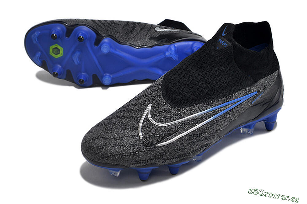 Men's Nike Phantom GX Elite DF Link Pro SG Soft Ground High-Tops Football Boots - Black/Grey/Blue 3