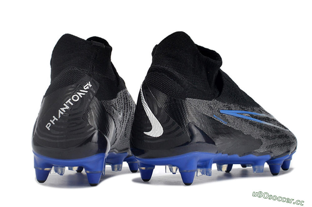 Men's Nike Phantom GX Elite DF Link Pro SG Soft Ground High-Tops Football Boots - Black/Grey/Blue 6