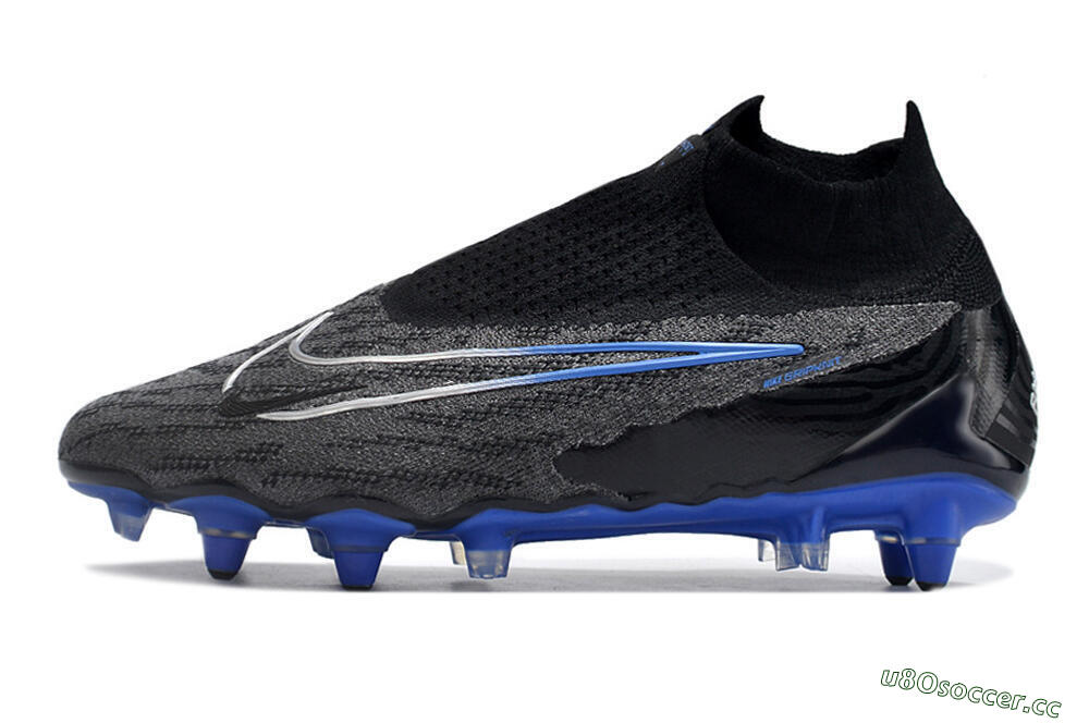 Men's Nike Phantom GX Elite DF Link Pro SG Soft Ground High-Tops Football Boots - Black/Grey/Blue 0