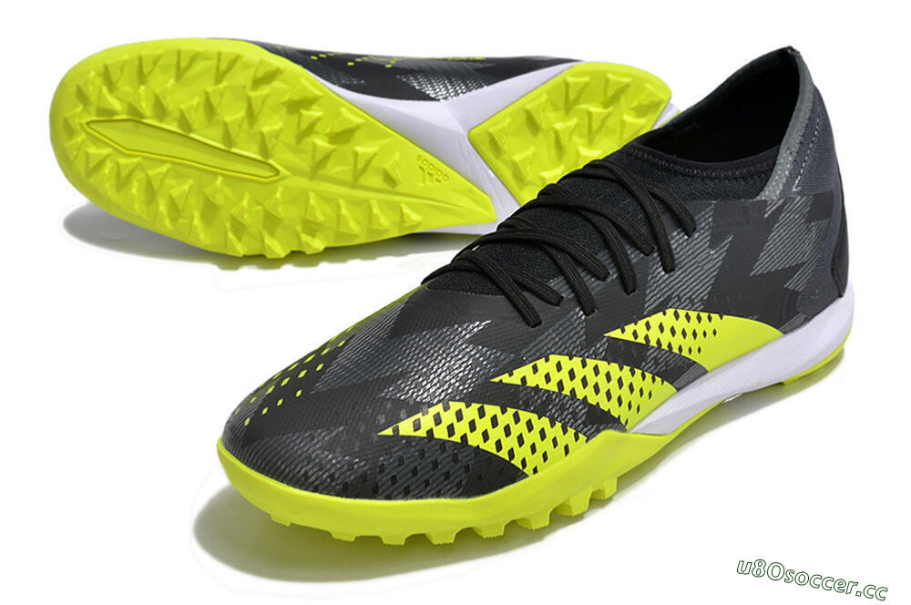 Men's Adidas Predator Accuracy.3 TF Artificial Turf Low-Tops Football Shoes - Black/Green/White 3