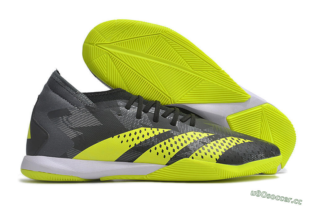 Men's Adidas Predator Accuracy.3 IC Indoor & Futsal Low-Tops Football Shoes - Black/Green/White 2