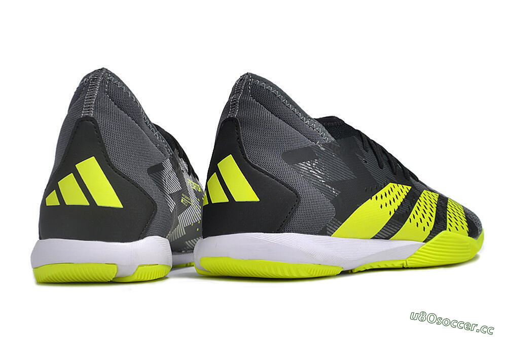 Men's Adidas Predator Accuracy.3 IC Indoor & Futsal Low-Tops Football Shoes - Black/Green/White 4
