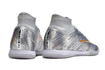 Men's Nike Air Zoom Mercurial Superfly 9 Elite IC Indoor & Futsal High-Tops Football Shoes - Silver/Gold