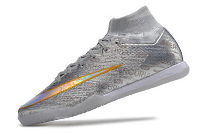 Men's Nike Air Zoom Mercurial Superfly 9 Elite IC Indoor & Futsal High-Tops Football Shoes - Silver/Gold