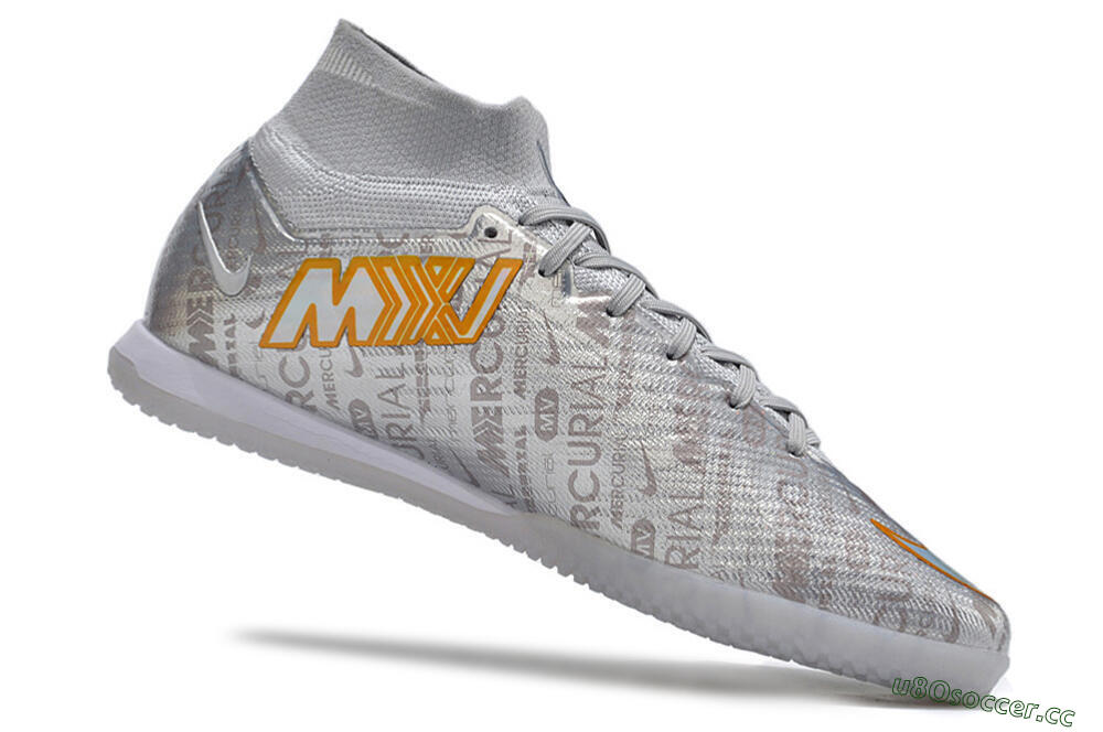 Men's Nike Air Zoom Mercurial Superfly 9 Elite IC Indoor & Futsal High-Tops Football Shoes - Silver/Gold 6