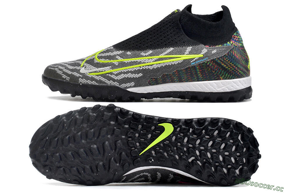 Men's Nike Phantom GX Elite DF Link TF Artificial Turf High-Tops Football Shoes - Grey/Rainbow 1