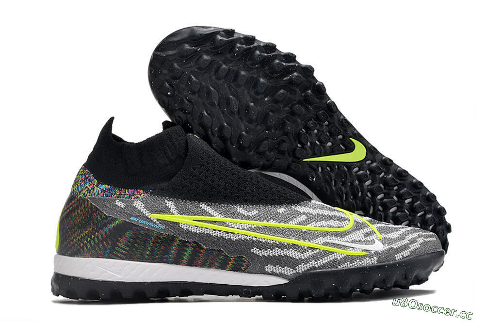 Men's Nike Phantom GX Elite DF Link TF Artificial Turf High-Tops Football Shoes - Grey/Rainbow 2