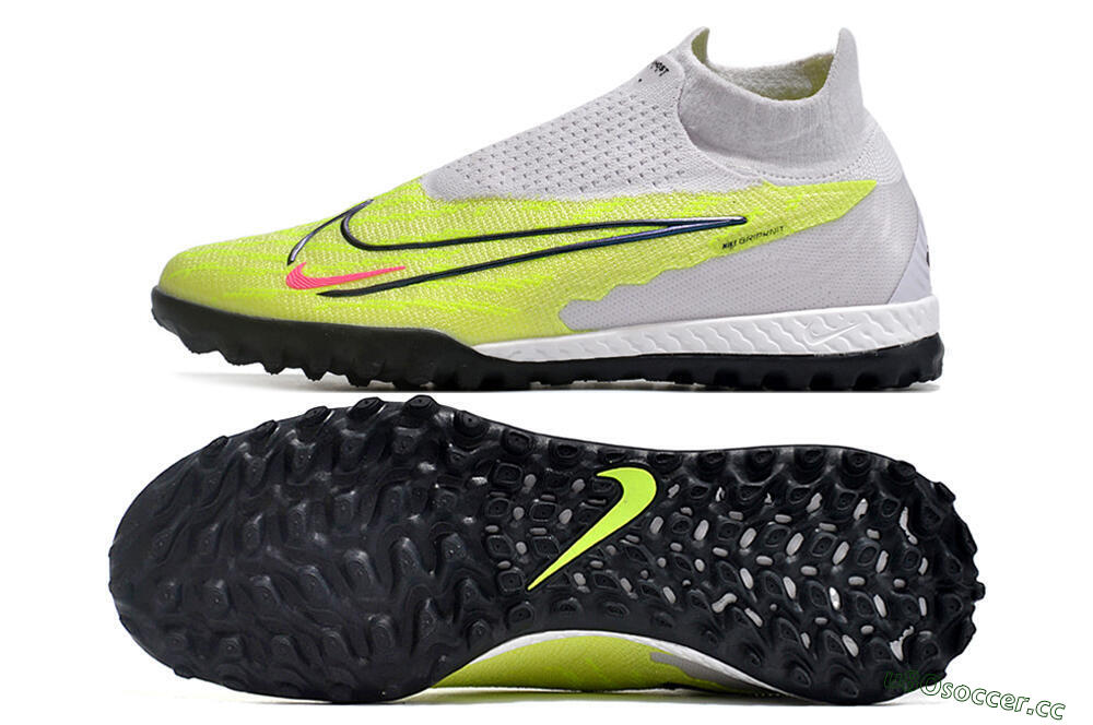 Men's Nike Phantom GX Elite DF Link TF Artificial Turf High-Tops Football Shoes - Grey/Green/Pink 1