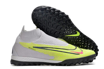 Men's Nike Phantom GX Elite DF Link TF Artificial Turf High-Tops Football Shoes - Grey/Green/Pink