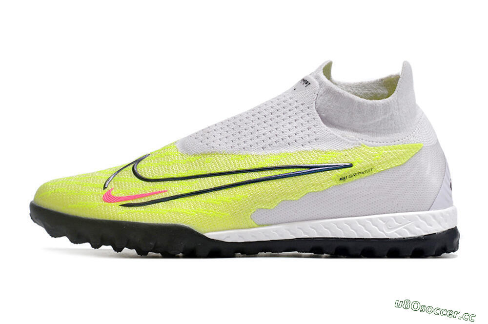 Men's Nike Phantom GX Elite DF Link TF Artificial Turf High-Tops Football Shoes - Grey/Green/Pink 0