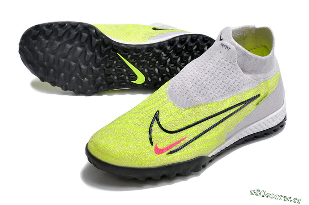 Men's Nike Phantom GX Elite DF Link TF Artificial Turf High-Tops Football Shoes - Grey/Green/Pink 3