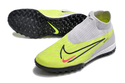 Men's Nike Phantom GX Elite DF Link TF Artificial Turf High-Tops Football Shoes - Grey/Green/Pink
