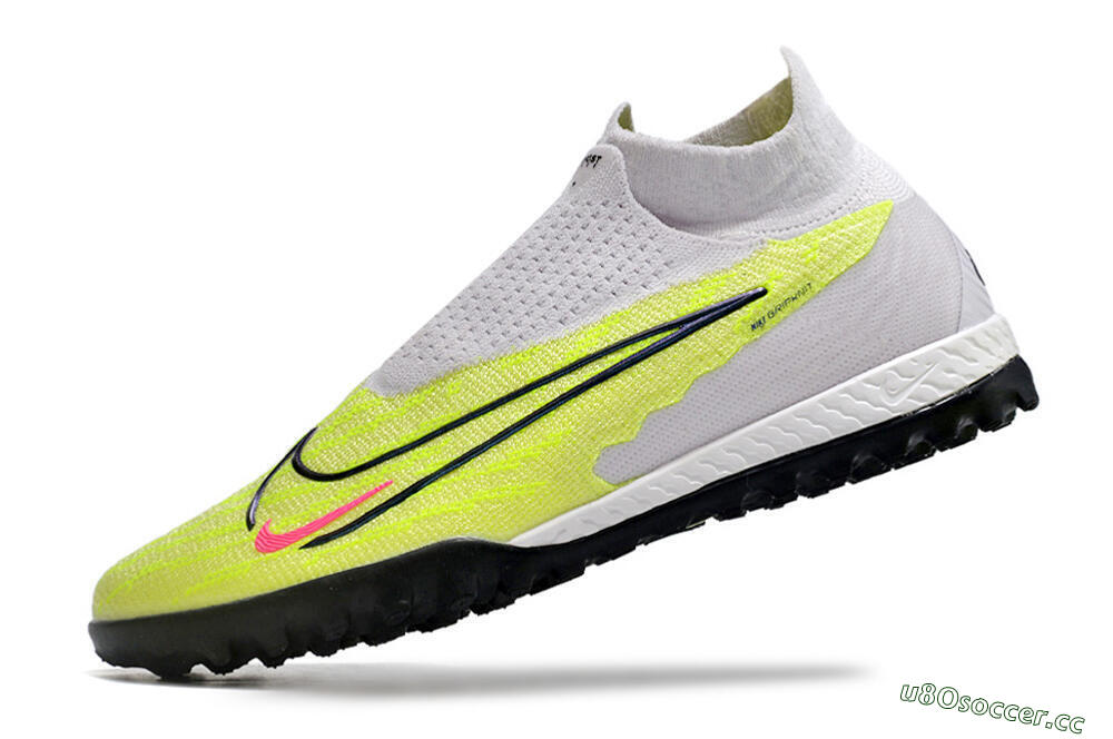 Men's Nike Phantom GX Elite DF Link TF Artificial Turf High-Tops Football Shoes - Grey/Green/Pink 5