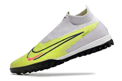 Men's Nike Phantom GX Elite DF Link TF Artificial Turf High-Tops Football Shoes - Grey/Green/Pink