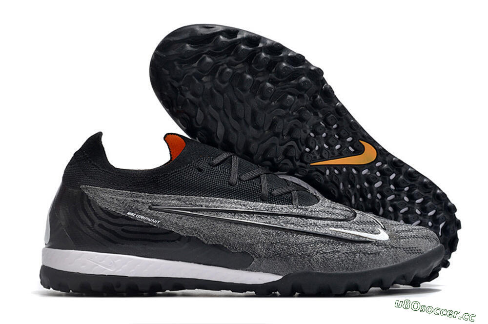 Men's Nike Phantom GX Elite TF Artificial Turf Low-Tops Football Shoes - Black/White/Grey 2
