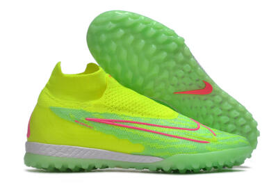 Men's Nike Phantom GX Elite DF Link TF Artificial Turf High-Tops Football Shoes - Green/Pink/White