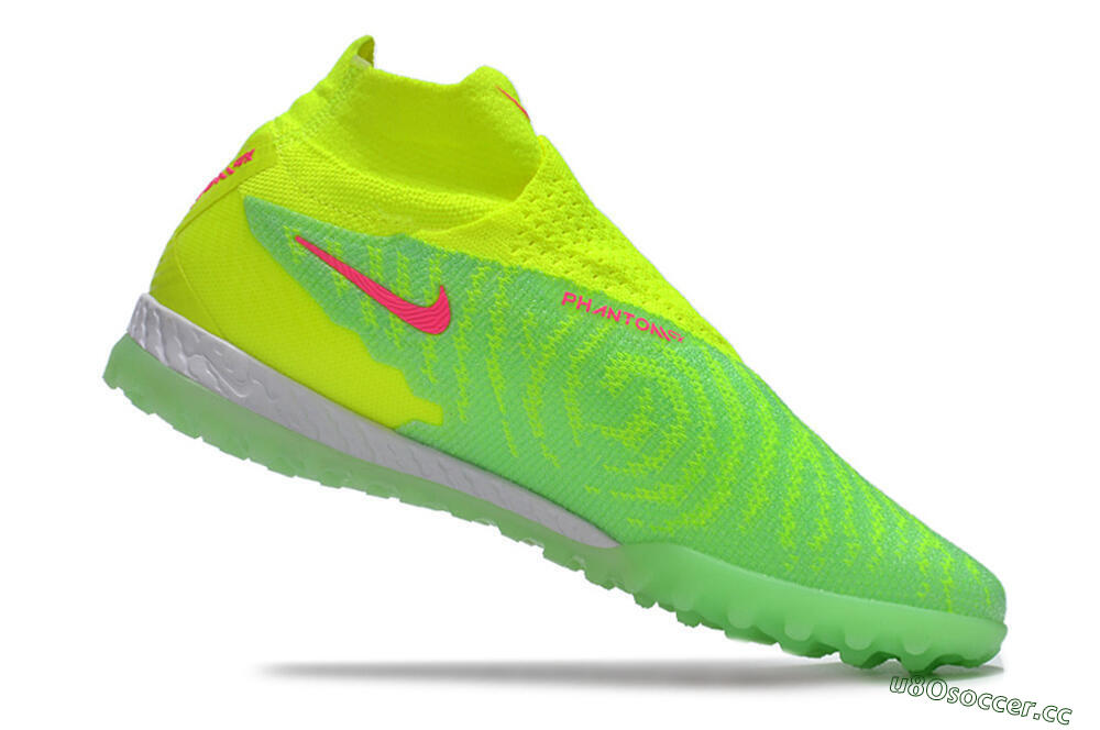 Men's Nike Phantom GX Elite DF Link TF Artificial Turf High-Tops Football Shoes - Green/Pink/White 4
