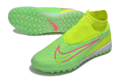 Men's Nike Phantom GX Elite DF Link TF Artificial Turf High-Tops Football Shoes - Green/Pink/White