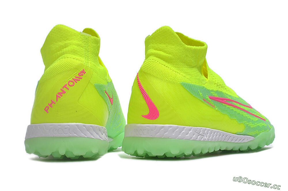 Men's Nike Phantom GX Elite DF Link TF Artificial Turf High-Tops Football Shoes - Green/Pink/White 6