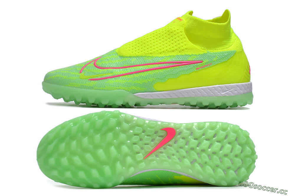 Men's Nike Phantom GX Elite DF Link TF Artificial Turf High-Tops Football Shoes - Green/Pink/White 1